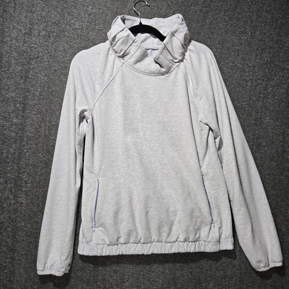 Women's Lululemon After‎ All Pullover Heathered Cool Breeze Sz 6 Cotton